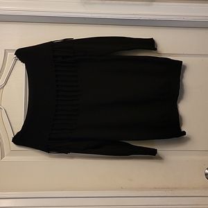Off shoulder fringeneck sweater